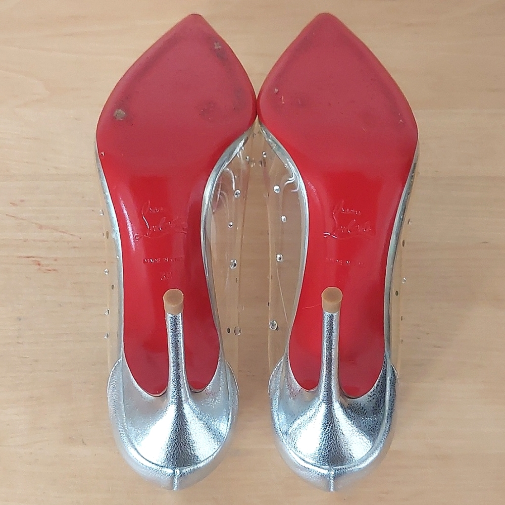 CHRISTIAN LOUBOUTIN Degrastrass 100 pump in transparent PVC decorated with cryst - Picture 12 of 16
